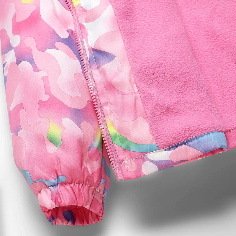 Girls Pink camouflage Printed Hooded Zipper Jacket Coats & Jackets