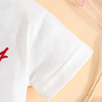 Girls White Cherry Printed T-shirt with Denim Shorts Set Sets