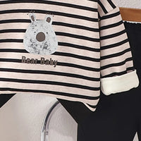 Boys Black Stripes Graphic Sweatshirt With Pants Sets 2 pc. Sets