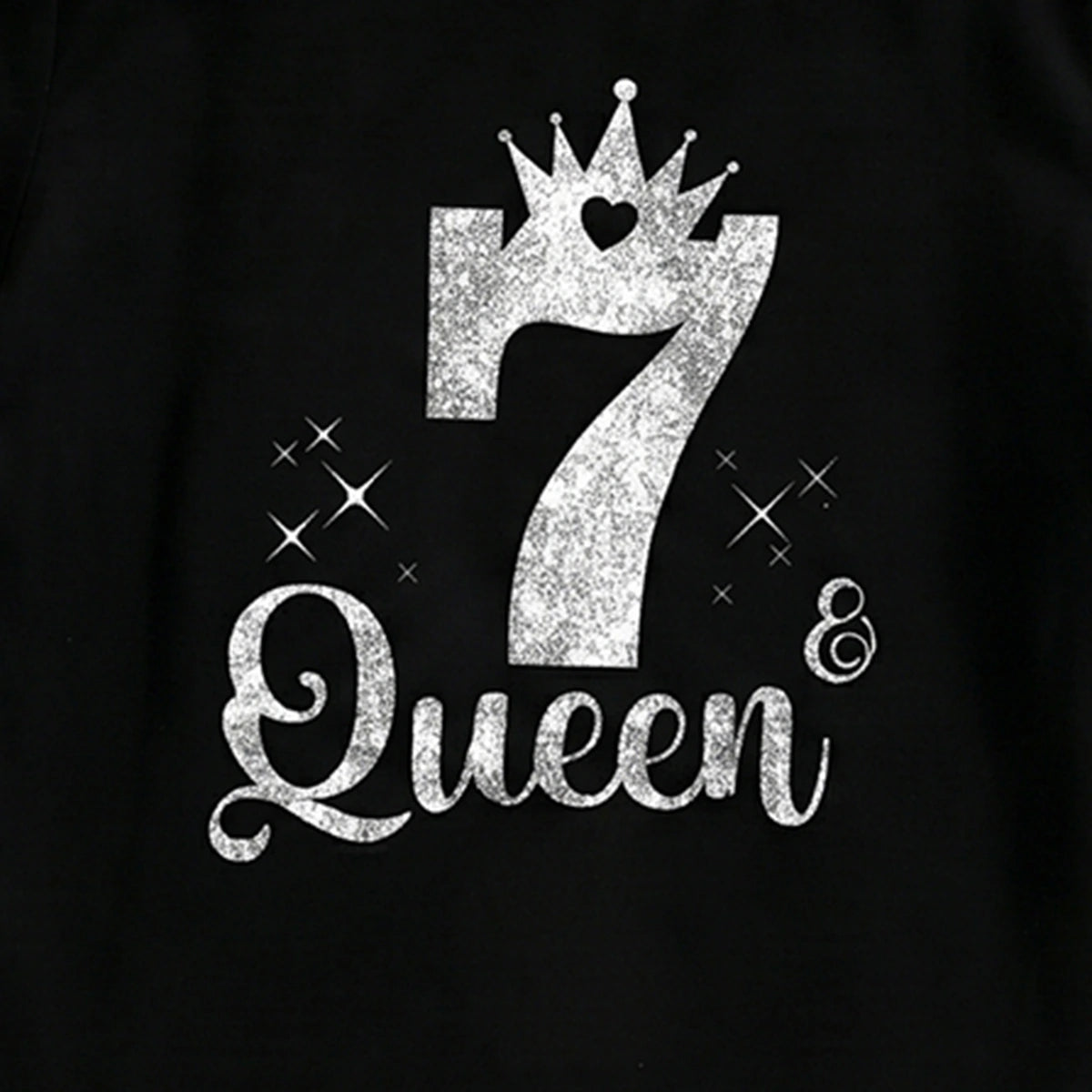 Girls Black Crown Queen Graphic Short Sleeve T-Shirt Tshirts