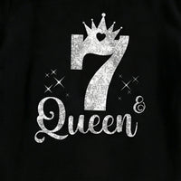 Girls Black Crown Queen Graphic Short Sleeve T-Shirt Tshirts