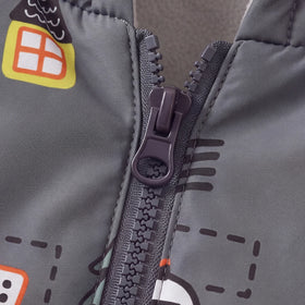 Boys Grey Graphic Hooded Fleece Lined Jacket Coats & Jackets