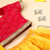 Girls Fuchsia Sequins Choli with Amber Embroidered Lehenga Set Ethnicwear Girls