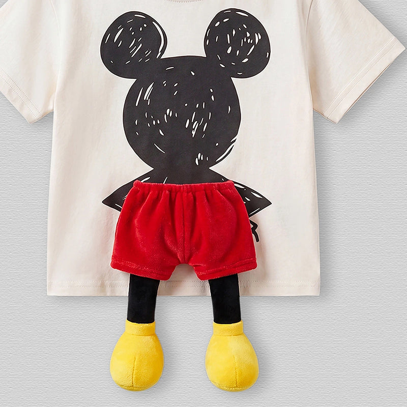 Boys Cream Mickey Mouse Graphic print Short Sleeve T-Shirt Tshirts