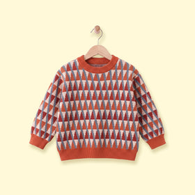 Girls Red Jacquard Long Sleeve Sweater Sweaters & Cardigans Red 1-2 Y