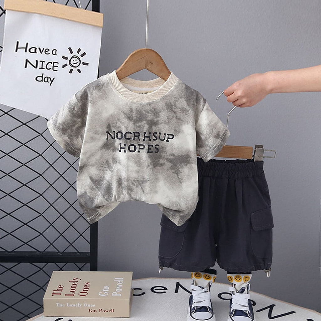 Boys Tie And Dye T-Shirt With Flap Pocket Shorts