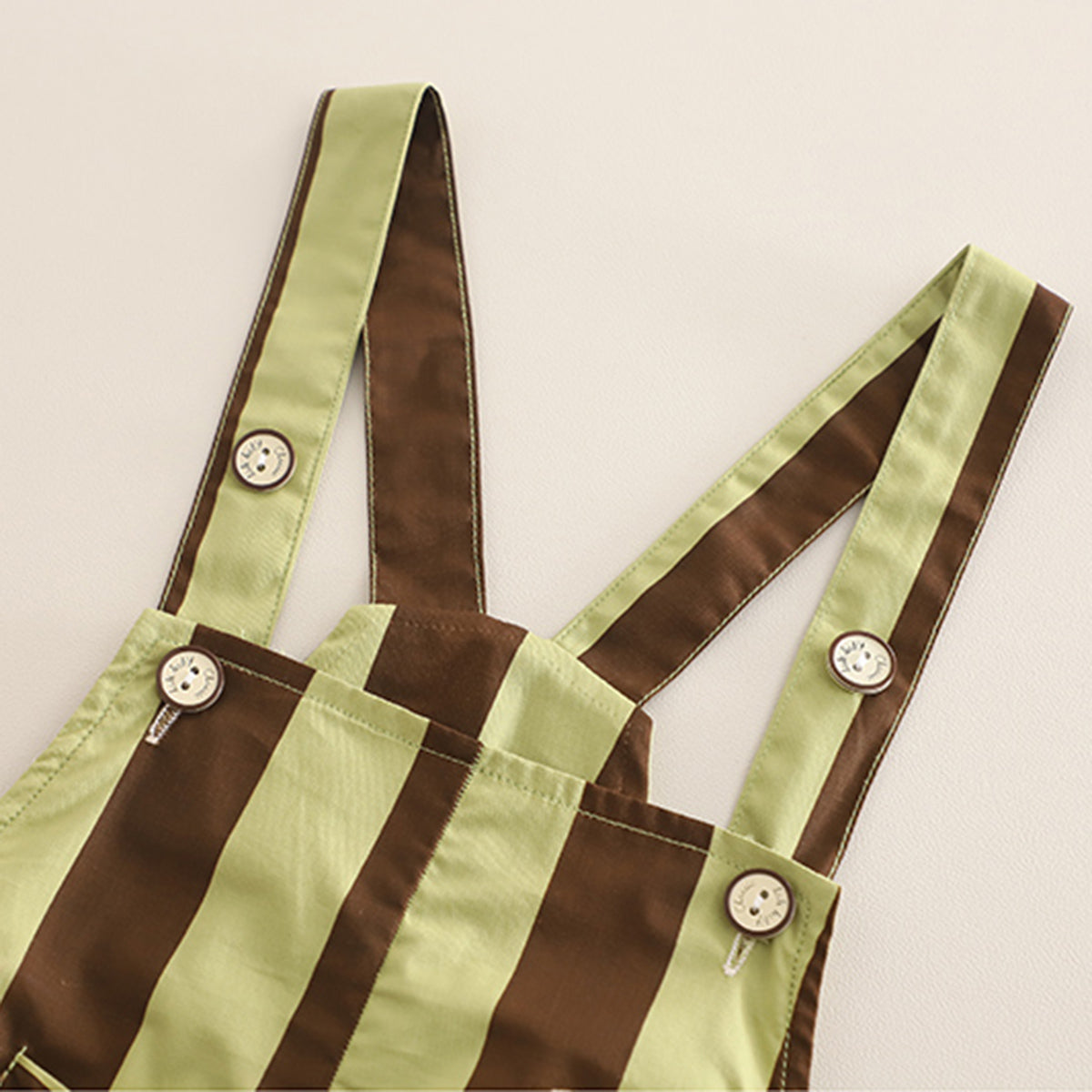 Boys Short Sleeves T-Shirt With Green Vertical Striped Dungaree Set 2 pc. Sets