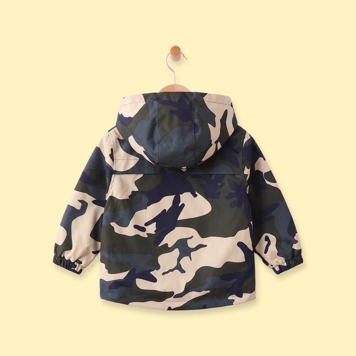 Boys Green Camouflage Print Hooded Zip-up Jacket Coats & Jackets