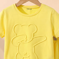 Boys Yellow Self-Design Short Sleeve T-Shirt With Shorts Sets 2 pc. Sets
