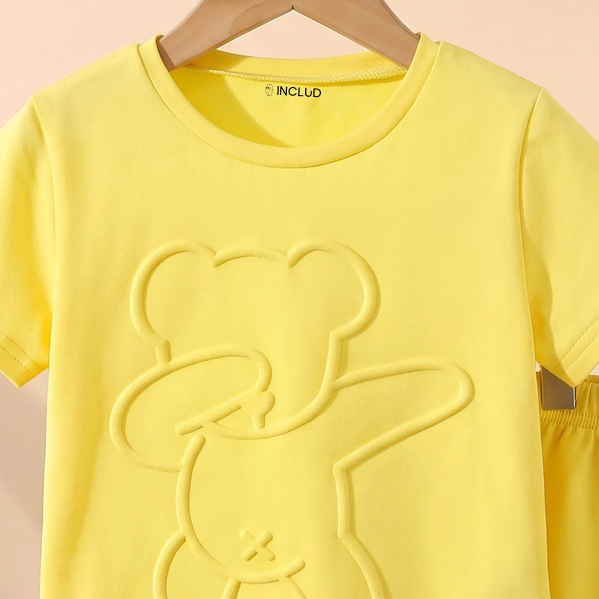 Boys Yellow Self-Design Short Sleeve T-Shirt With Shorts Sets 2 pc. Sets
