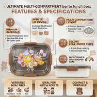 Kids White 3-Compartment Stainless Steel Lunch Box Trending Accessories