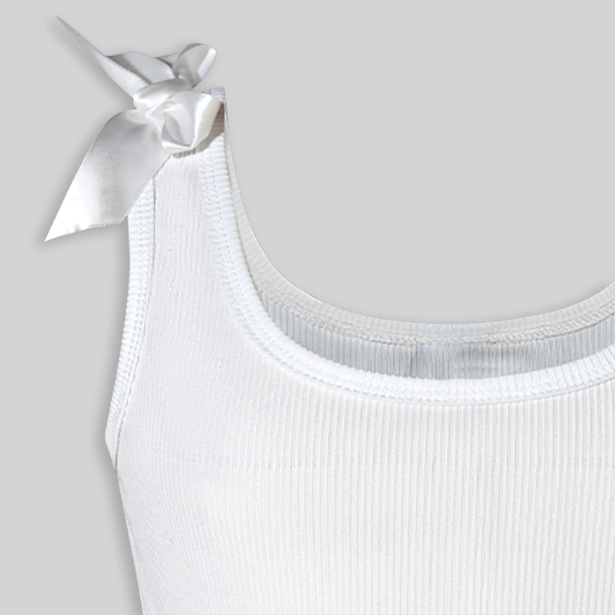 Girls White Ribbed Tank Top With Cargo Skirt Sets Sets