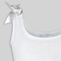 Girls White Ribbed Tank Top With Cargo Skirt Sets Sets