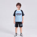 Boys Blue Typography Print Raglan Sleeve T-Shirt With Shorts Sets 2 pc. Sets Blue 1-2 Y