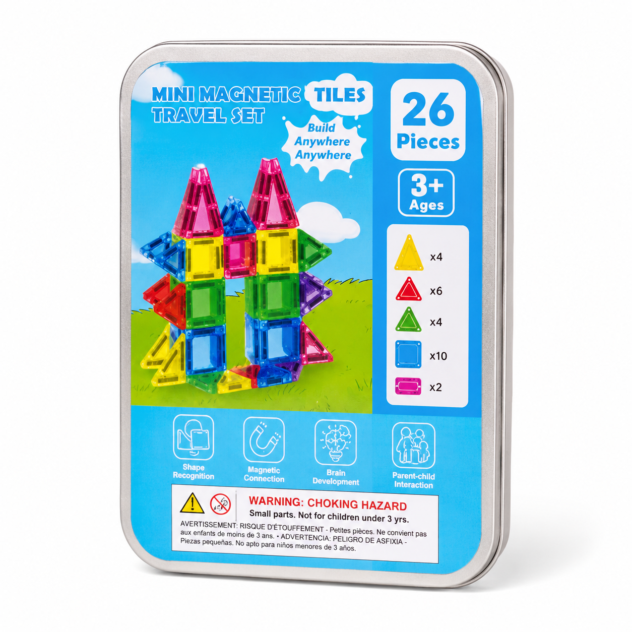 26 Pieces - Mini Magnetic Tiles Travel Set Trending Accessories