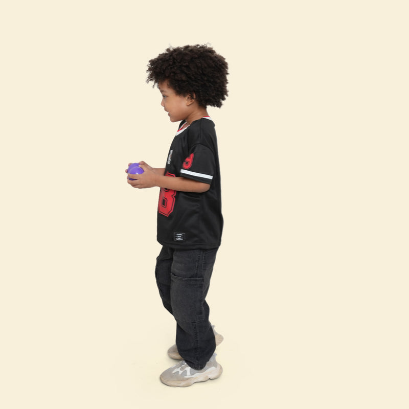 Boys Black Contrast Neck Rib Short Sleeve T-Shirt Tshirts