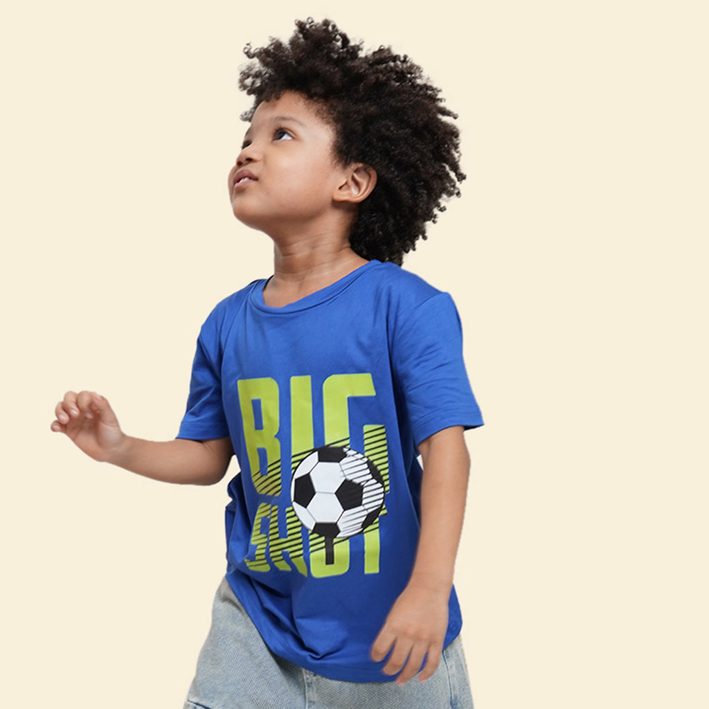 Boys Blue Big Shot Football Graphic Short Sleeve T-Shirt Tshirts
