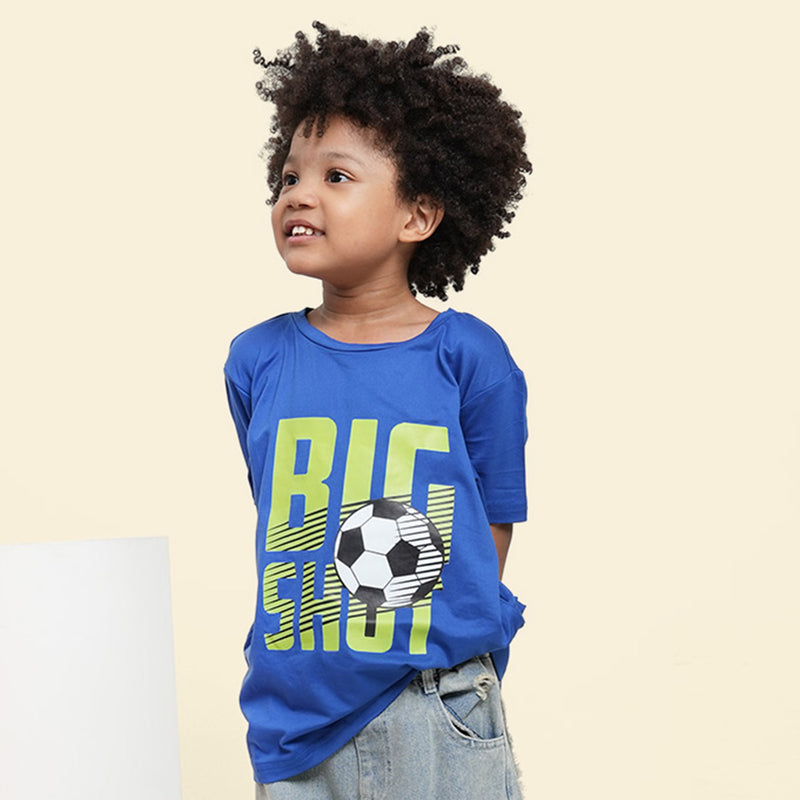 Boys Blue Big Shot Football Graphic Short Sleeve T-Shirt Tshirts