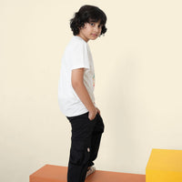 Boys White Headphone Graphic Printed Short Sleeves T-Shirt Tshirts