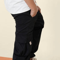 Boys Black Elasticated Cargos Joggers Cargo Pants