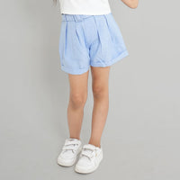 Girls Blue Pleated Shorts Shorts