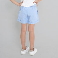 Girls Blue Pleated Shorts Shorts