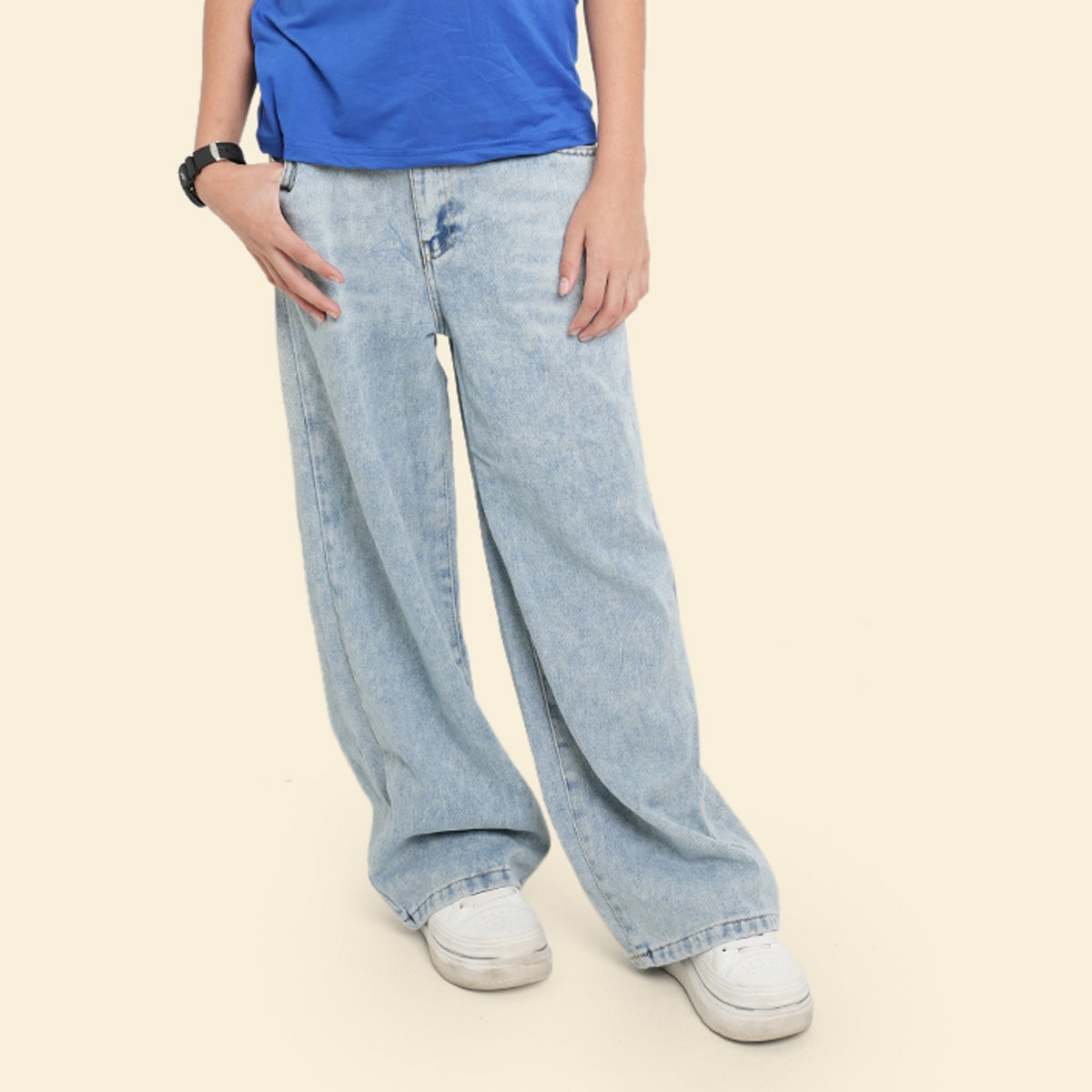 Boys Blue Elasticated Waist Denim Pants Pants