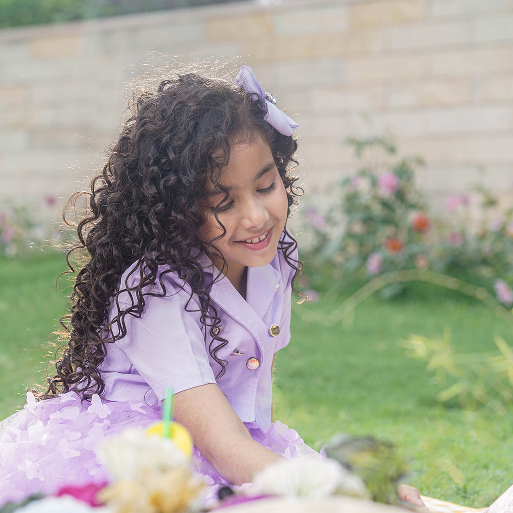Girls Purple Short Sleeve Top With Butterfly Applique Sleeveless Dress Casual Dresses