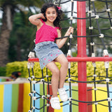 Girls Fuchsia Sleeveless Top With Heart Embroidery Denim Skirt Set