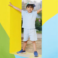 Boys Light Blue Top With Elasticated Shorts Sets
