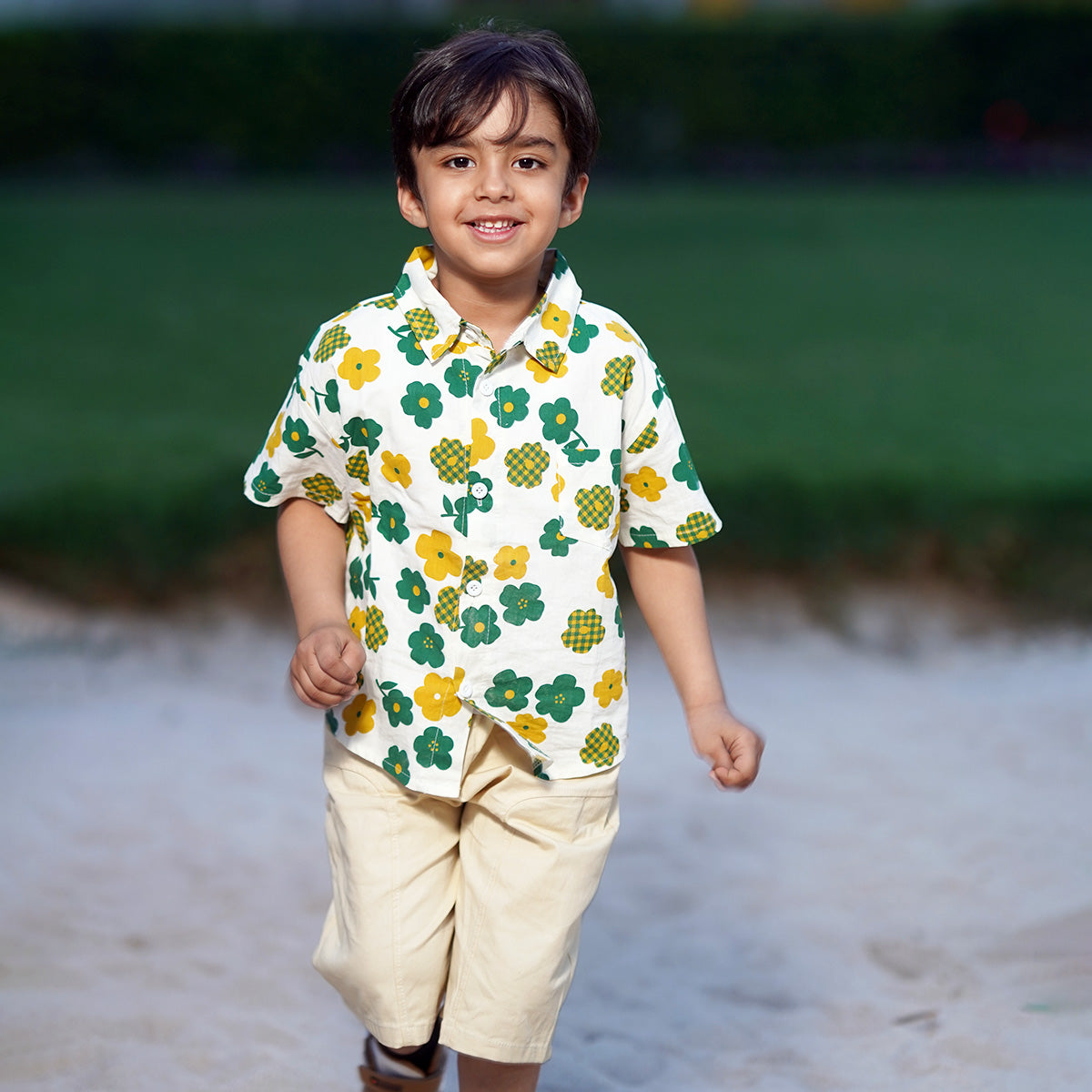 Boys Floral Print Shirt With Shorts Set Sets