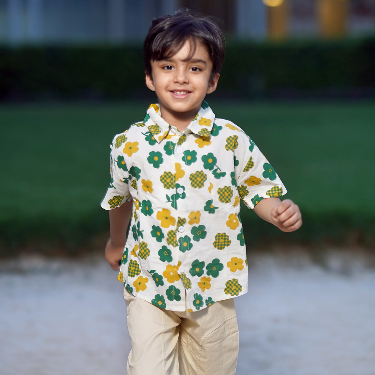 Boys Floral Print Shirt With Shorts Set Sets