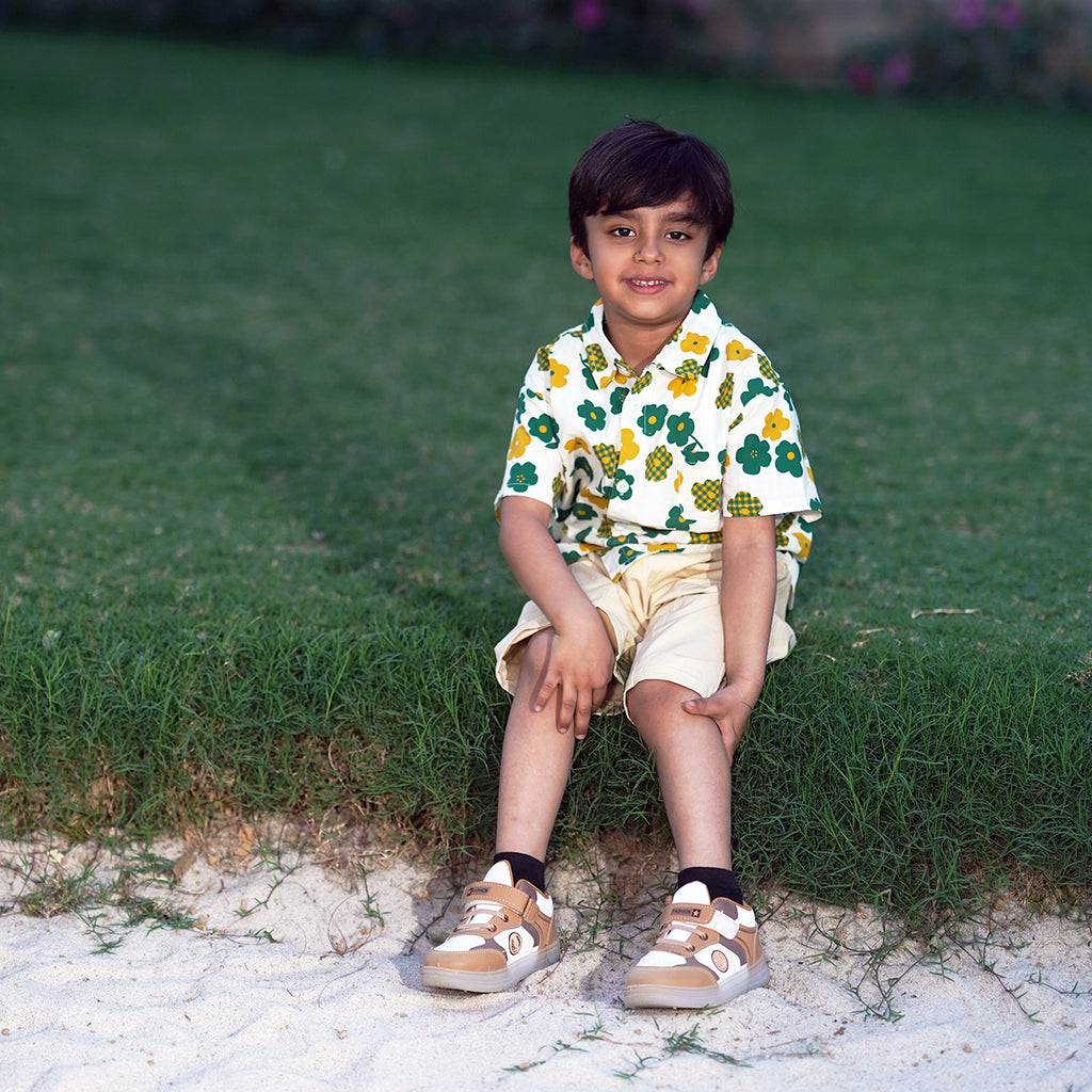 Boys Floral Print Shirt With Shorts Set Sets