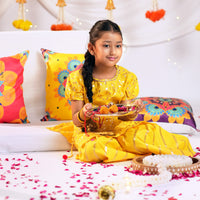 Girls Foil Print Kurta With Sharara & Dupatta Set Ethnicwear Girls
