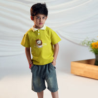 Boys Lion Applique Polo T-Shirt With Denim Shorts Set 2 pc. Sets