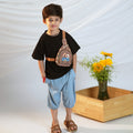 Boys Black Short Sleeves T-Shirt With Denim Pants And Sling Bag Set 3 pc. Sets Black 1-2 Y