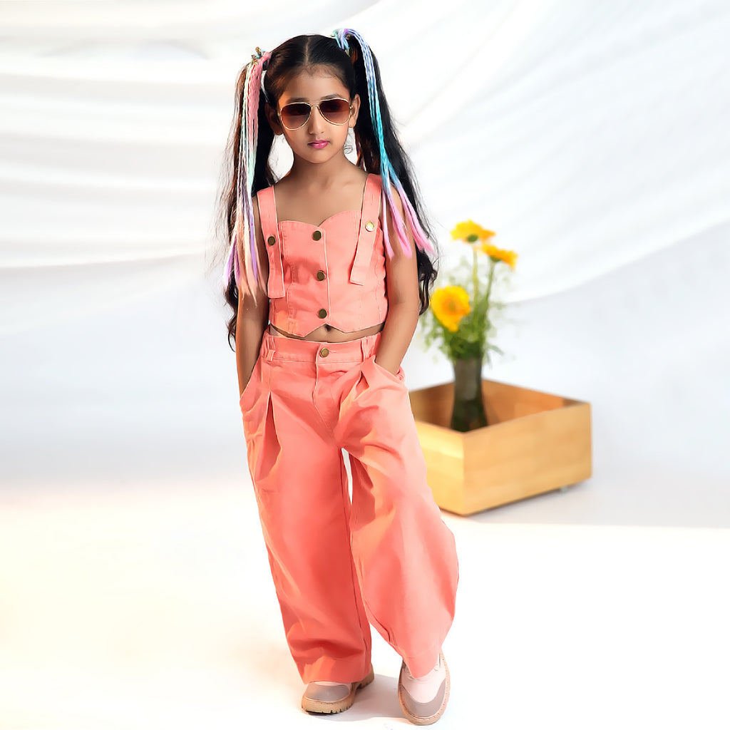 Girls Sleeveless Denim Top With Denim Straight Leg Pants Set 2 pc. Sets