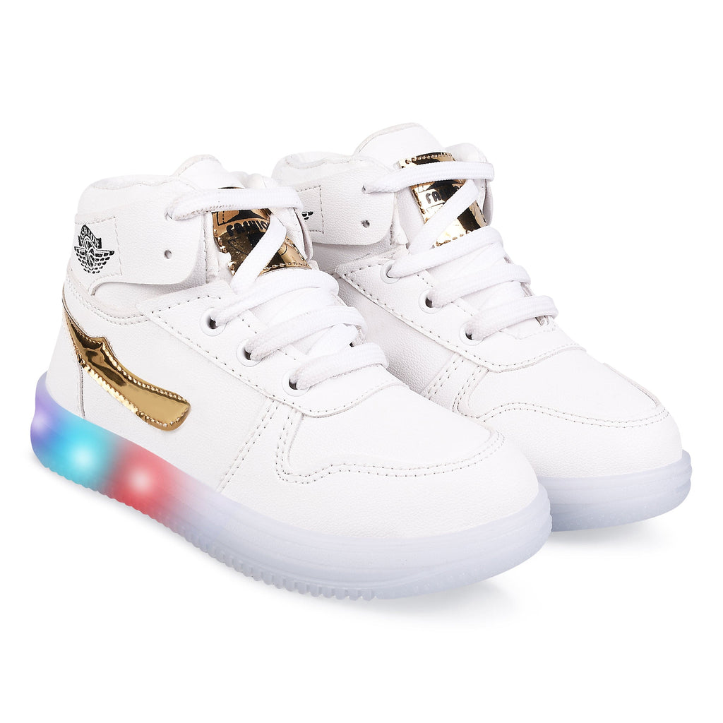 Boys LED Light Velcro Shoes Footwears Golden 7.5-8 Y 