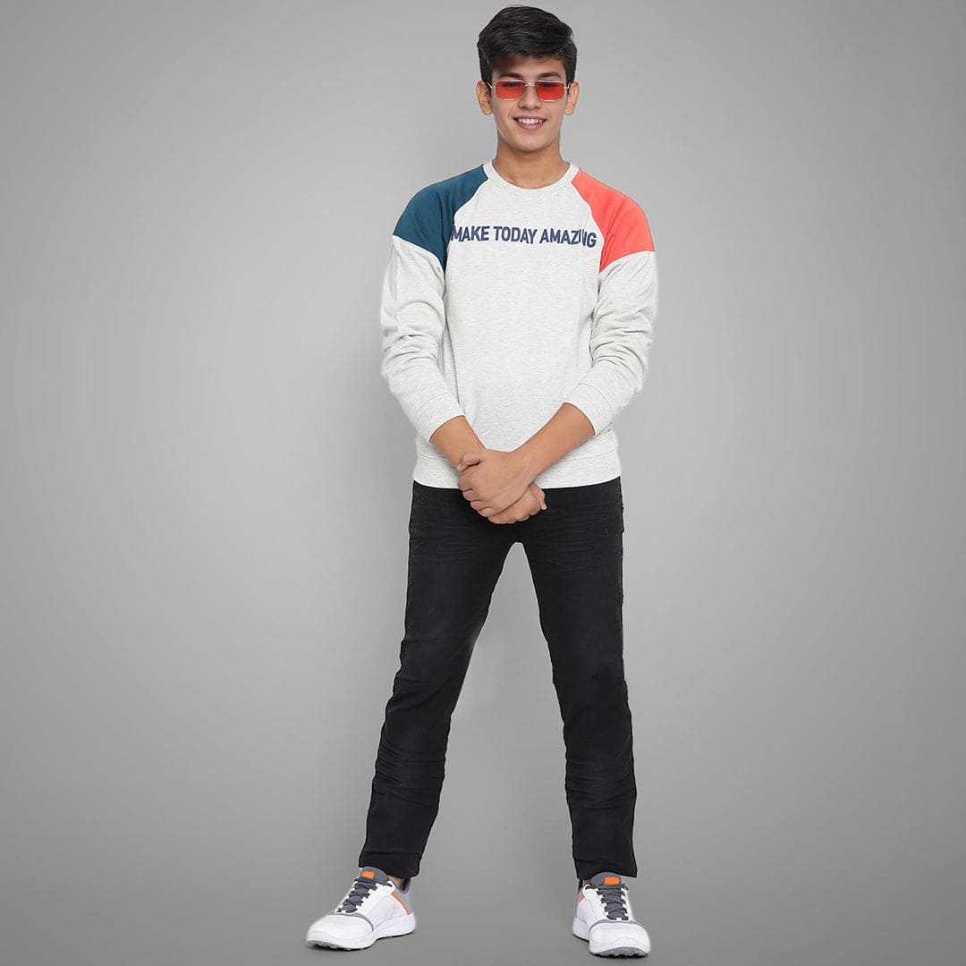 Boys Long Sleeves Typography Print Sweatshirts Sweatshirts & Hoodies   
