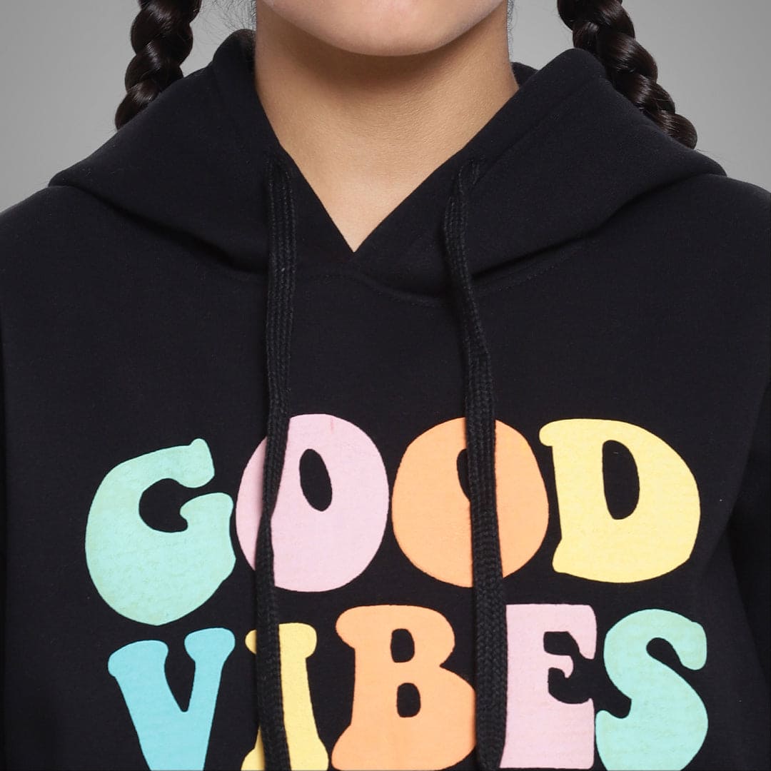 Girls Printed Full Sleeves Hooded  Sweatshirt Sweatshirts & Hoodies   