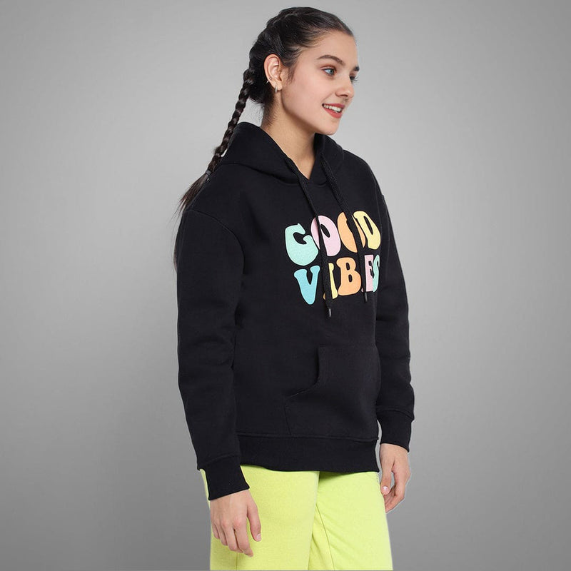 Girls Printed Full Sleeves Hooded  Sweatshirt Sweatshirts & Hoodies   