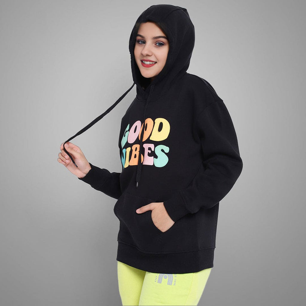 Girls Printed Full Sleeves Hooded  Sweatshirt Sweatshirts & Hoodies   