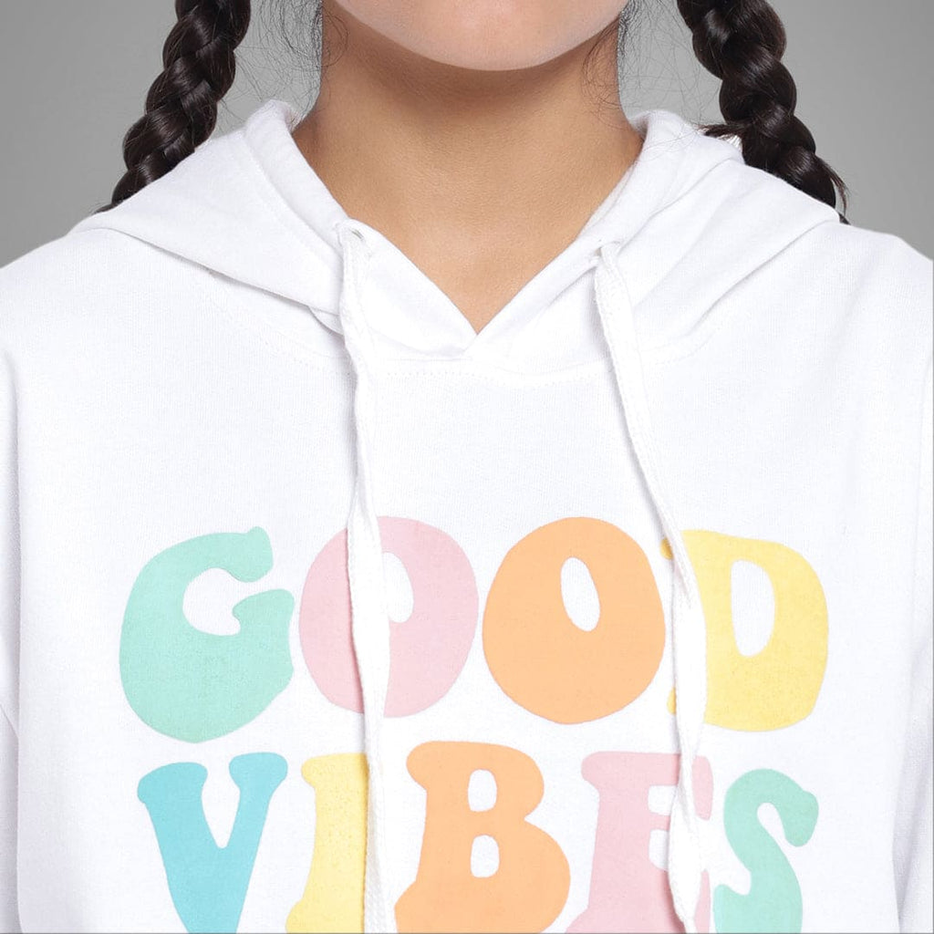 Girls Printed Full Sleeves Hooded  Sweatshirt Sweatshirts & Hoodies   