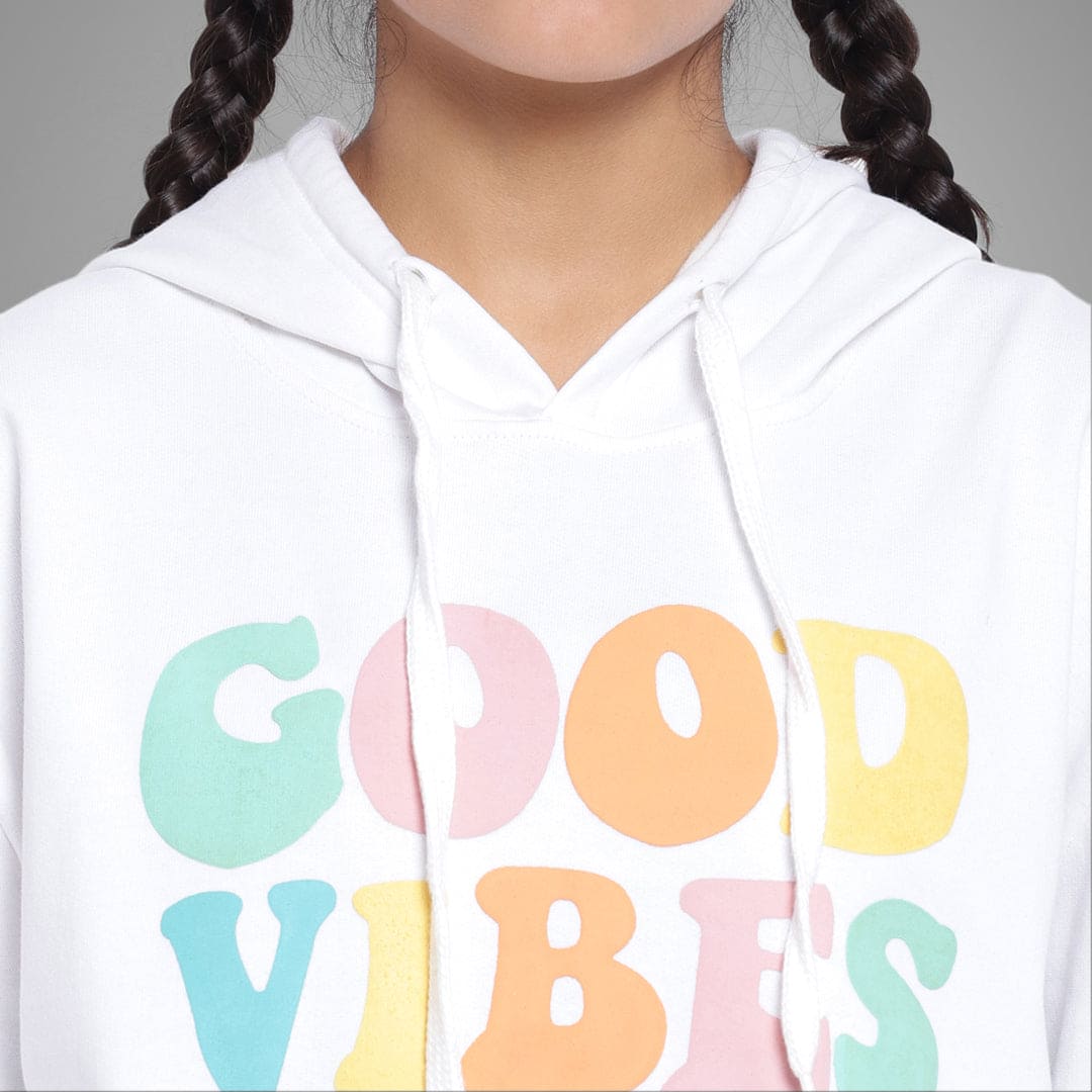 Girls Printed Full Sleeves Hooded  Sweatshirt Sweatshirts & Hoodies   