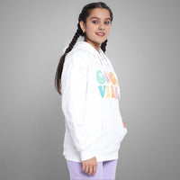 Girls Printed Full Sleeves Hooded  Sweatshirt Sweatshirts & Hoodies   