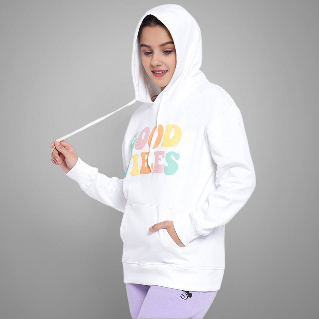 Girls Printed Full Sleeves Hooded  Sweatshirt Sweatshirts & Hoodies   