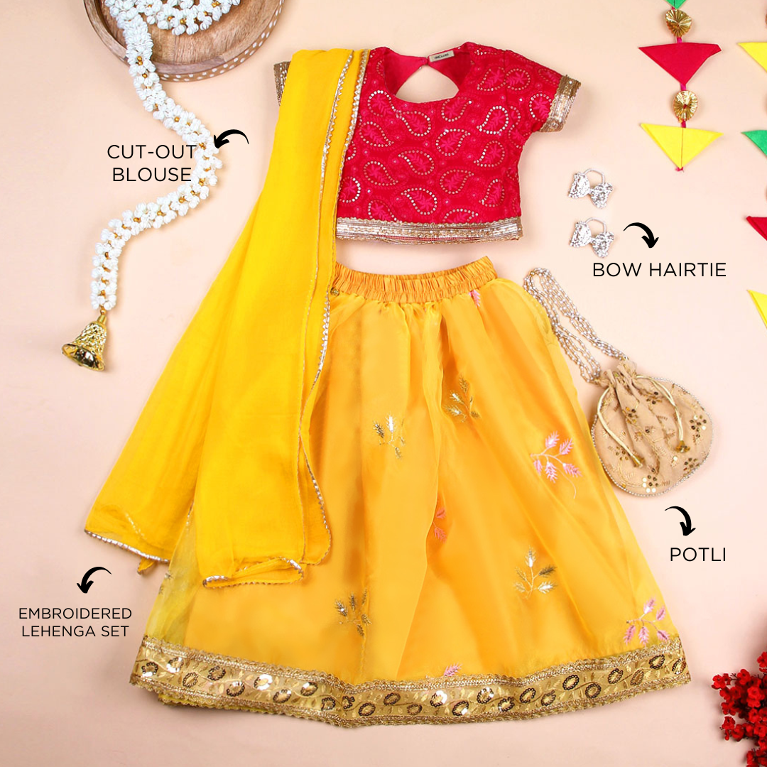 Girls Embroidered Lehenga Set Ethnic Gift Hamper Sets