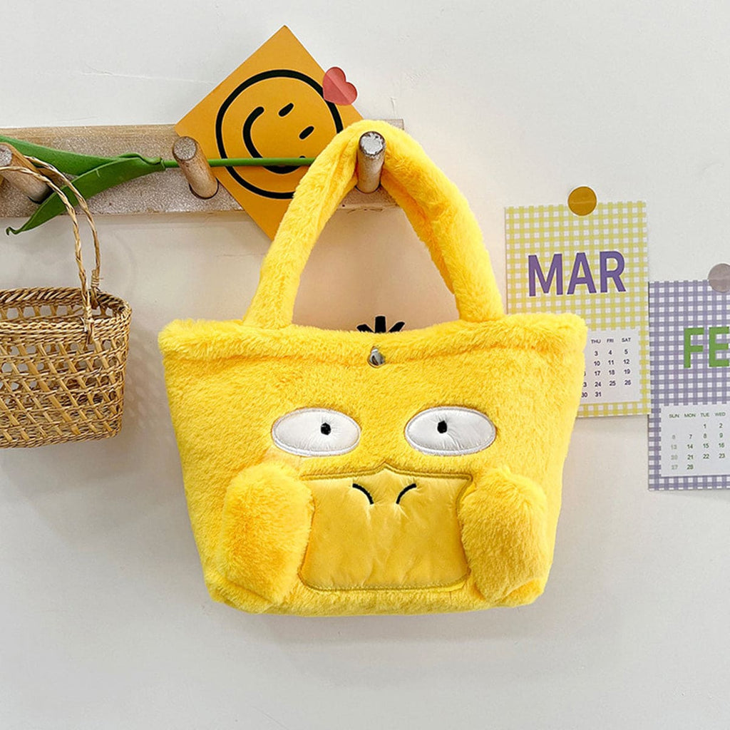 Girls Fur Fabric Hand Bag With Embroidery Accessories Yellow Onesize 