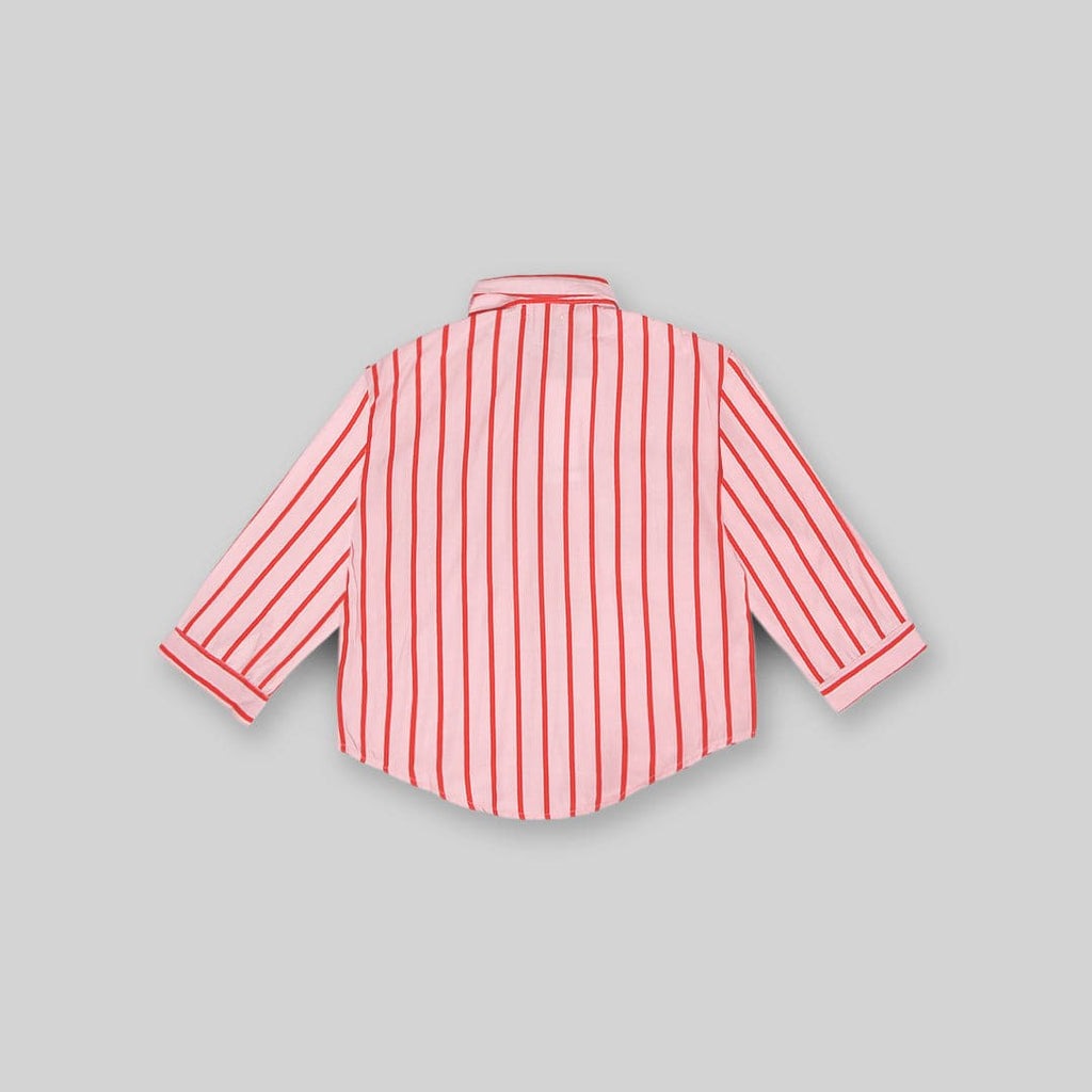 Girls Long Sleeve Stripes Shirt With Sleeveless Top & Denim Shorts Sets   