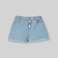 Girls Long Sleeve Stripes Shirt With Sleeveless Top & Denim Shorts Sets   
